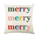 DecorBites™ Christmas Letter Print Linen Throw Pillow Cover for Holiday Home Decoration