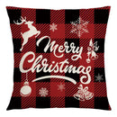 Red and black plaid christmas linen cushion cover living room decor