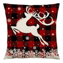 Red and black plaid christmas linen cushion cover living room decor