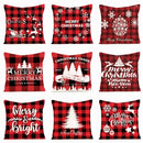 Red and black plaid christmas linen cushion cover living room decor
