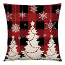 Red and black plaid christmas linen cushion cover living room decor