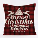 Red and black plaid christmas linen cushion cover living room decor