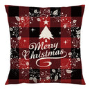 Red and black plaid christmas linen cushion cover living room decor