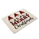 Festive red & black plaid christmas linen dining table mats set of 6
