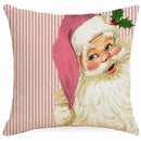 Vintage santa claus and snowman print pillowcase set living room decor