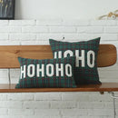 DecorBites™ Christmas Plaid Cotton Cushion Cover with Letter Snowflake Embroidery
