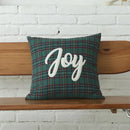 DecorBites™ Christmas Plaid Cotton Cushion Cover with Letter Snowflake Embroidery