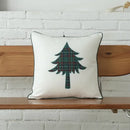DecorBites™ Christmas Plaid Cotton Cushion Cover with Letter Snowflake Embroidery