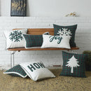 DecorBites™ Christmas Plaid Cotton Cushion Cover with Letter Snowflake Embroidery