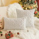 Textured white & dark green christmas plush pillowcase living room