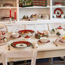 Festive red & white christmas porcelain tableware set dining room