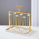 DecorBites™ Christmas Reindeer Cups Holder Set for Drying, Decorated with Transparent Glacier Water Glass