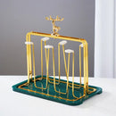 DecorBites™ Christmas Reindeer Cups Holder Set for Drying, Decorated with Transparent Glacier Water Glass