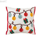 DecorBites™ Christmas Santa Snowflake Embroidery Pillow Cover Square Cotton 45x45cm