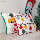 DecorBites™ Christmas Santa Snowflake Embroidery Pillow Cover Square Cotton 45x45cm