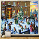 Festive christmas snow forest oil painting tapestry living room decor