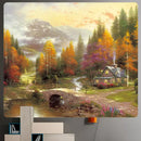 Festive christmas snow forest oil painting tapestry living room decor