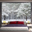 DecorBites™ Christmas Snow Forest Tapestry: Bohemian Bedroom Wall Decoration