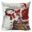 Vintage santa claus and snowman pillow cover living room decor