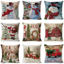 Vintage santa claus and snowman pillow cover living room decor