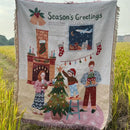 Woven cream christmas tree blanket throw – living room festive decor