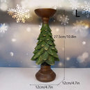 Festive green & brown resin tree candle holder dining room decor