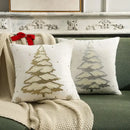 Embroidered gold & silver christmas tree cushion cover living room