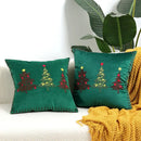 DecorBites™ Christmas Tree Embroidered Pillow Covers - Festive Cushion Cover 45x45cm