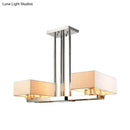 DecorBites™ Chrome Pendant Light with Fabric Shade - Rectangular Design, Classic Island Lamp for Dining Room - 2/4/6 Bulbs.