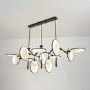 DecorBites™ Circular Fan Island Lamp: Modern Acrylic LED Suspension Light with Landscape Print – Perfect for Tearooms