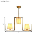 DecorBites™ Classic Brass Island Pendant Light Kit with Rectangle Fabric Shade - 3 Lights Dining Room Lighting