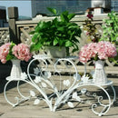 Classic tall white wrought iron plant stand living room scrollwork garden decor
