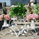 Classic tall white wrought iron plant stand living room scrollwork garden decor