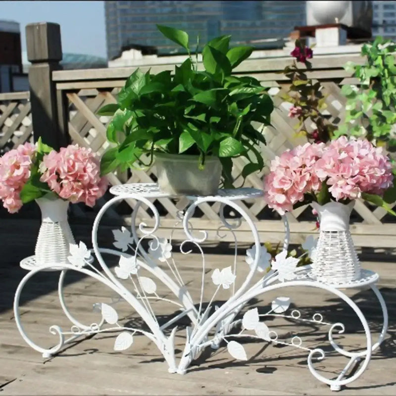 white tall plant stand indoor DecorBites™ Metal Plant Stand Set for 4 Potted Flowers