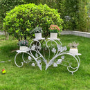 Classic tall white wrought iron plant stand living room scrollwork garden decor