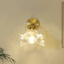 Decorbites clear flower glass wall lamp bedroom brass pull chain