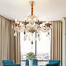 DecorBites™ Clear Glass Chandelier Candelabra with Traditional Carving, Crystal Accents