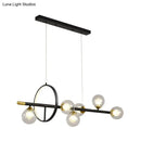 DecorBites™ Clear Glass Molecular Island Chandelier - 4/6-Light Pendant in Black with Metal Ring Deco