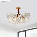 DecorBites™ Clear Glass Semi Flush Ceiling Light with Contemporary Bubble Design for Foyer and Corridor Illumination