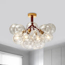 DecorBites™ Clear Glass Semi Flush Ceiling Light with Contemporary Bubble Design for Foyer and Corridor Illumination