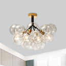 DecorBites™ Clear Glass Semi Flush Ceiling Light with Contemporary Bubble Design for Foyer and Corridor Illumination