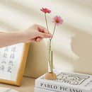 DecorBites™ Clear Vase with Bamboo Base Tabletop Decoration