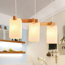 DecorBites™ Cluster Pendant Kitchen Lamp: Elegant Wood and Glass Hanging Light with 3 Bulbs