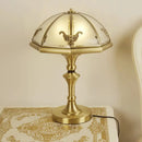 DecorBites™ Colonial Style Brass Cap Shaped Frosted Glass Table Lamp with 3 Bulbs - Perfect for Bedroom Night Light