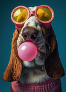 DecorBites™ Colorful Dog Sunglasses Canvas Wall Art