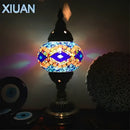 Decorbites colorful mosaic table lamp bedroom brass stained glass
