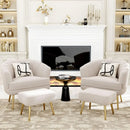 Decorbites comfortable beige bucket armchair and ottoman living room