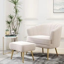 Decorbites comfortable beige bucket armchair and ottoman living room