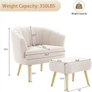 Decorbites comfortable beige bucket armchair and ottoman living room