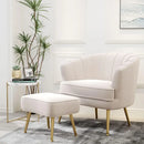 Decorbites comfortable beige bucket armchair and ottoman living room